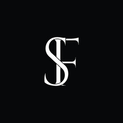 Initial Letter SF FS Intersected Monogram Logo in black and white color.