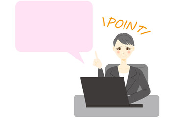 パソコン　女性　会社員　ミドル　吹き出し　ポイント