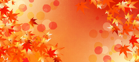 Fototapeta na wymiar 紅葉をデザインした秋のイメージの背景素材