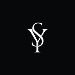 Initial Letter SY YS Intersected Monogram Logo in black and white color.