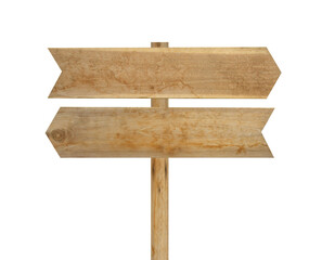 Wooden sign isolated on white.