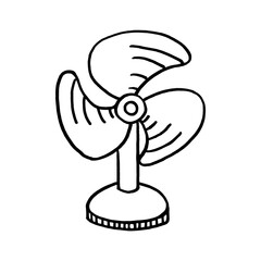 Vintage retro fan hand drawn vector icon. Doodle ventilator.