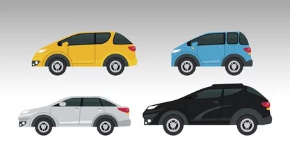 Glasbilder Autorennen mockup cars set colors isolated icons