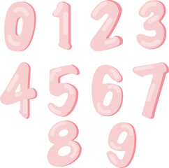 Vector Pastel color kid font numbers