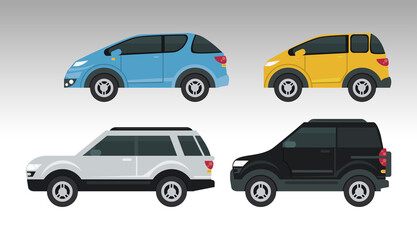 mockup cars set colors isolated icons