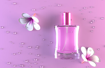 Perfume packaging 3d render mockup for product design.
