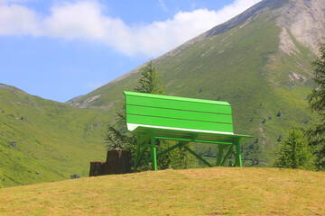 large bench in the mountains