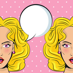 beautiful blond girls characters pop art style poster