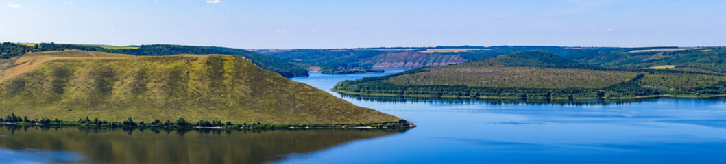 Fototapeta premium beautiful panorama landscape view of the mountains and the Dniester river Bakota