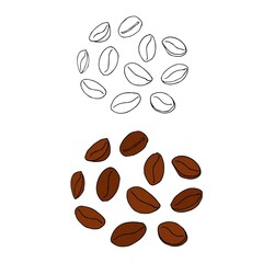 Coffee bean monochrome and colorful sketch. Art design stock vector illustration for web, for print, for packaging design, for product design