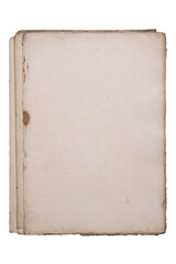 old blank paper isolated on white