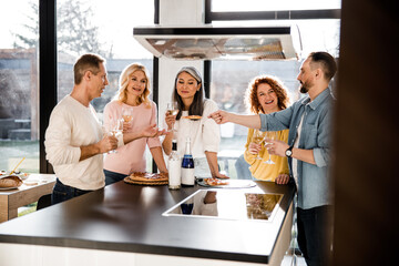 Smiling man going to taste delicious pizza