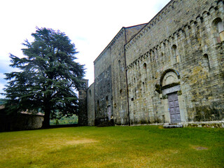 Fototapeta na wymiar The Romanesque Cathedral of San Cristoforo built before year 1000, Barga, Garfagnana, Province of Lucca, Tuscany, Italy