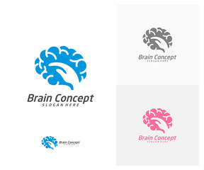 Brain Care Logo design vector template. Think idea concept. Brainstorm power thinking brain icon Logo.