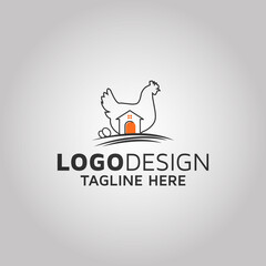 Chicken house logo design idea | stock.adobe