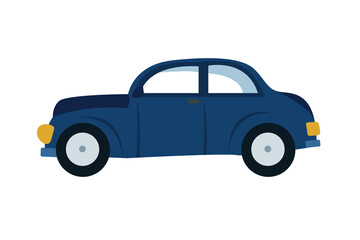 Blue car. Retro, Vintage vehicle transport concept. Vector illustration.