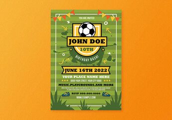 Kids Birthday Soccer Theme Flyer Layout