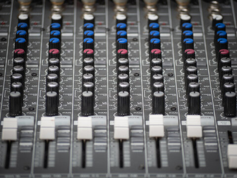 Sound equalizer mixing. Professional studio equipment for sound mixing. Music studio image.
