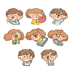 funny couple doodle sticker collection series 2