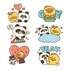 Obraz premium cute duck and panda kid doodle volume 1