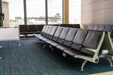 Empty seats at an airport terminal