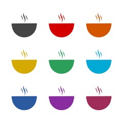 Hot soup icon, color set