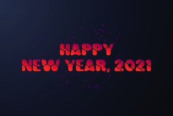 Happy new year 2021 with gradient colour, blackish background,Premium Vector illustration