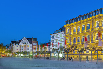 Square Burgplatz in evening, Dusseldorf, Germany