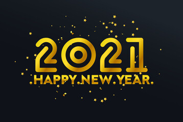 Happy new year 2021 with golden gradient colour, blackish background,Premium Vector illustration