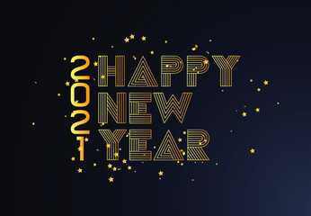 Happy new year 2021 with golden gradient colour, blackish background,Premium Vector illustration