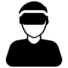 
Virtual reality, person wearing glasses in flat icon 

