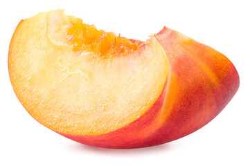 cut of peach fruit isolated on white background. full depth of field