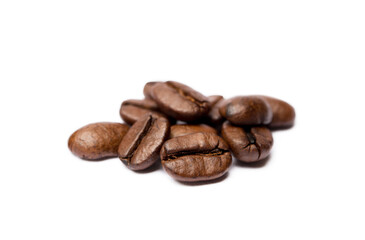 Roasted coffee beans isolated on white background