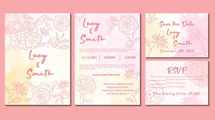 Wedding invitation with a cute watercolor and floral concept