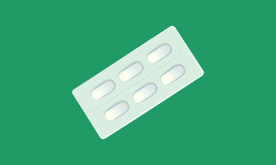 Drugs. Vector illustration of blisters, tablets.