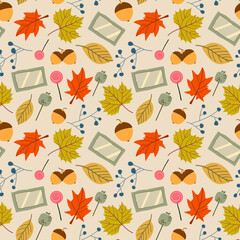 Obraz premium Autumn leaves - seamless pattern Vector illustration background