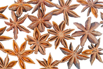 Anise stars aromatic isolated on white background