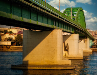 Old bridge across river Sava in Belgrade, Serbia