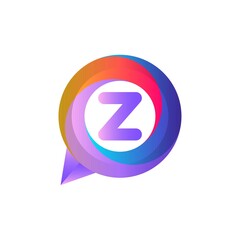 z letter colorful on circle chat icon logo.chat logo minimalist template using modern and gradient style. ellipse chat logo.chat logo