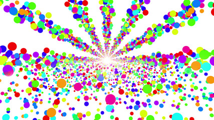 Colorful radial dot milky way radiant road white abstract 3D illustration background.