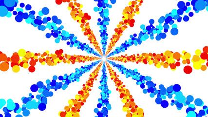 Colorful radial dot milky way radiant road white abstract 3D illustration background.