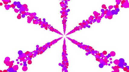 Colorful radial dot milky way radiant road white abstract 3D illustration background.