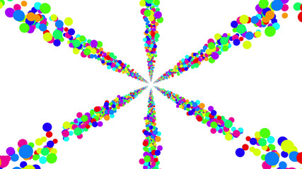 Colorful radial dot milky way radiant road white abstract 3D illustration background.