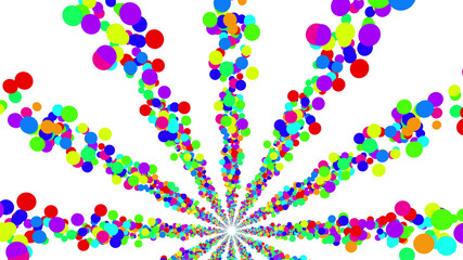 Colorful radial dot milky way radiant road white abstract 3D illustration background.