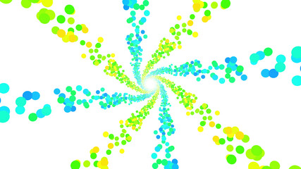 Colorful radial dot milky way radiant road white abstract 3D illustration background.