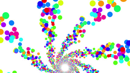 Colorful radial dot milky way radiant road white abstract 3D illustration background.