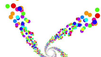 Colorful radial dot milky way radiant road white abstract 3D illustration background.