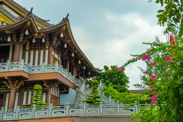 Beautiful scenery in the early sun of Khanh An Pagoda, Ho Chi Minh city, Vietnam - little Japan in Saigon.