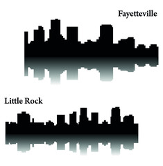 Naklejka premium Set of 2 city silhouette in Arkansas ( Little Rock, Fayetteville )