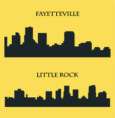 Set of 2 city silhouette in Arkansas ( Little Rock, Fayetteville )